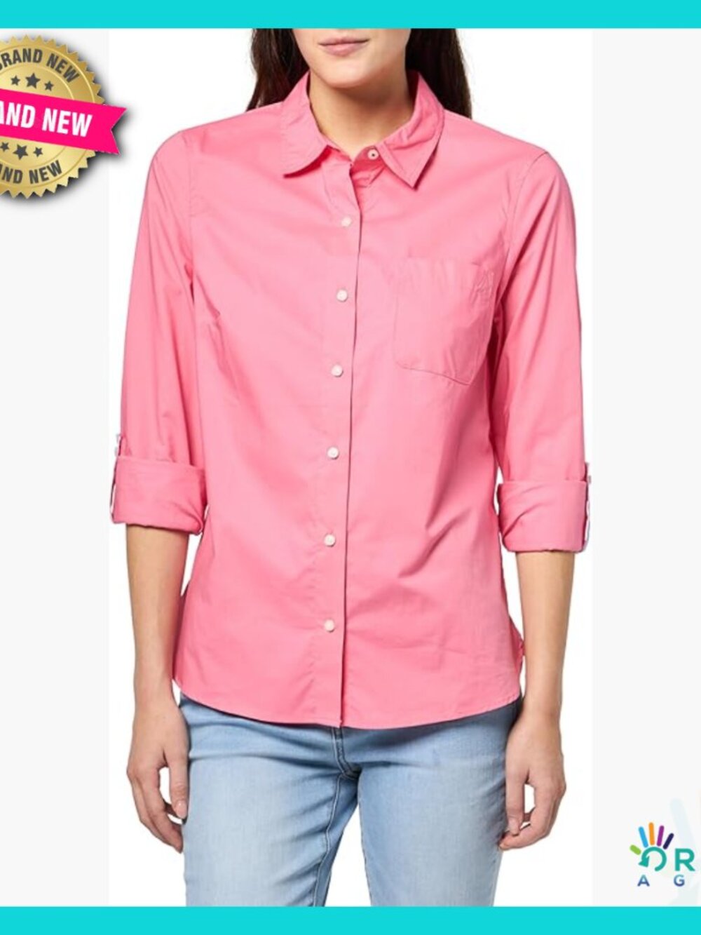 Classic Button Down Shirt Long Sleeve Roll Tab Preppy Chic Woven Cotton